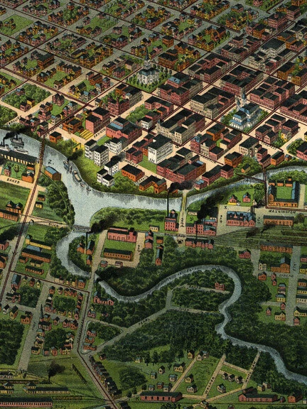 德克萨斯州休斯顿 1891 年历史全景城市地图 - 16x24 — 第 2/4 张图片