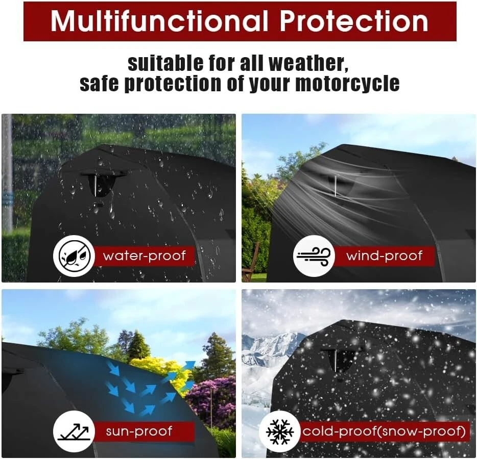 Motorcycle Covers Waterproof Outdoor Storage Sheds 136"x54" x75" Heavy Duty - Image 4 of 4