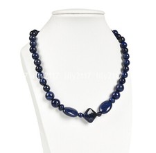 Real Natural 6mm Dark Blue Egyptian Lapis Lazuli Gemstone Beads Necklace 18" AAA