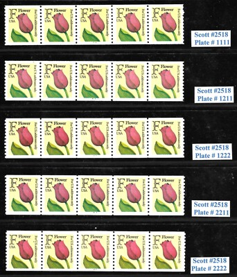#ad Scott #2518 29c Flower Rate PNC5s Complete Set of 5 VF QUALITY Cat $19.75 $11.00
