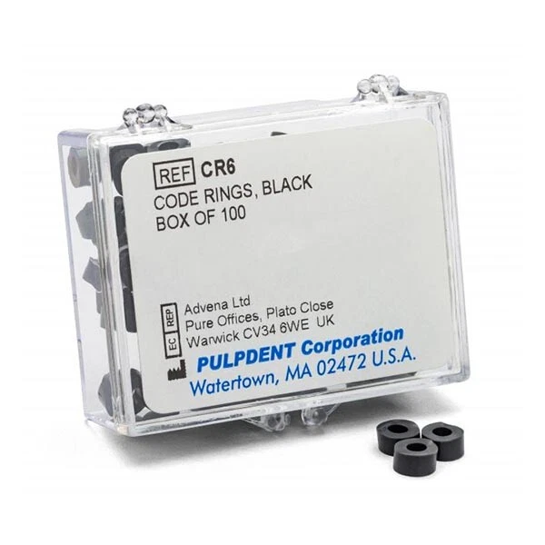 Pulpdent CR6 Instrument Organizer Color Code Rings Silicone Standard Black 100Pk