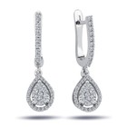 Diamant Creolen mit Tropfenhänger Ohrhänger in 14 Karat Weißgold Gold