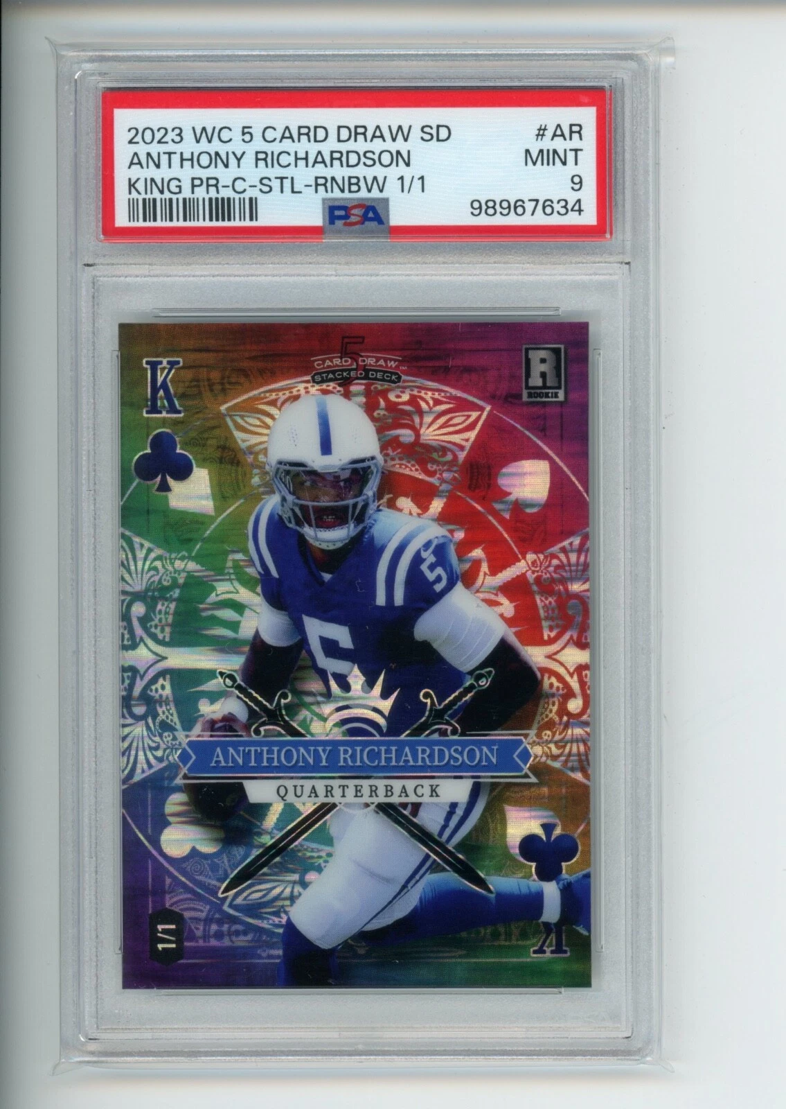 Anthony Richardson Wild Card 5 Card Draw Stacked Deck King Promo #AR Spade-Rainbow Foil-Purple