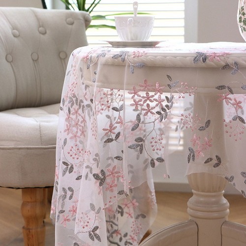 Rustic Style Embroidered Lace Tablecloth for Use on For Dining Bedroom Tables - Picture 4 of 24
