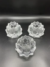 Lot 3 Orrefors Crystal Firefly Votive Tea Light Candle Holder Artichoke SIGNED