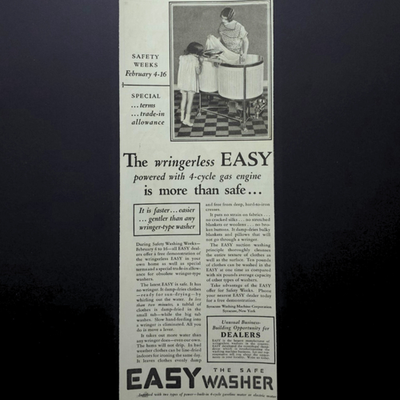 #ad Easy Washer Wringerless Washing Machine 4 Cycle Gas Engine Laundry 1929 Print Ad $9.99