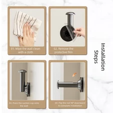 Telescopic Suction Cup Clothes Hanger Organizer Wall Mounted No Drill Rod