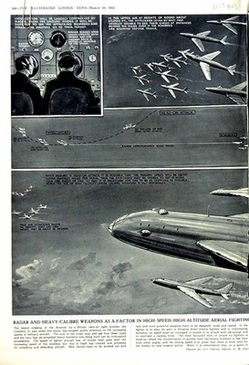 Antiker alter Druck 1951 British Jet Flugzeug Radar Waffen Vian Power Navy 20th