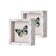 5x5 Shadow Box Frame with Linen Back Sturdy Rustic Memory Display Case of Flower