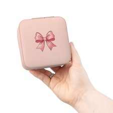 Pink Bow Jewelry Travel Case Compact Portable Organizer