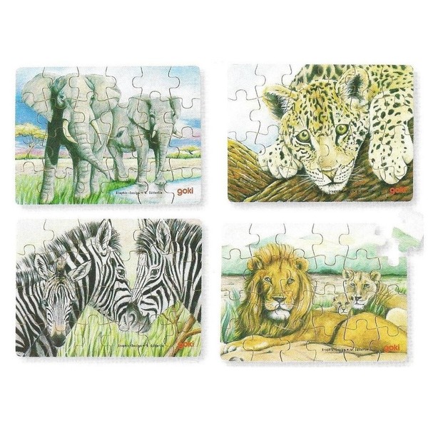 Goki 57802 Houten Mini Puzzel-Wilde Dieren-image