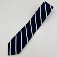 Tommy Hilfiger Men's Neck Tie Navy Blue White Stripe 100 Silk