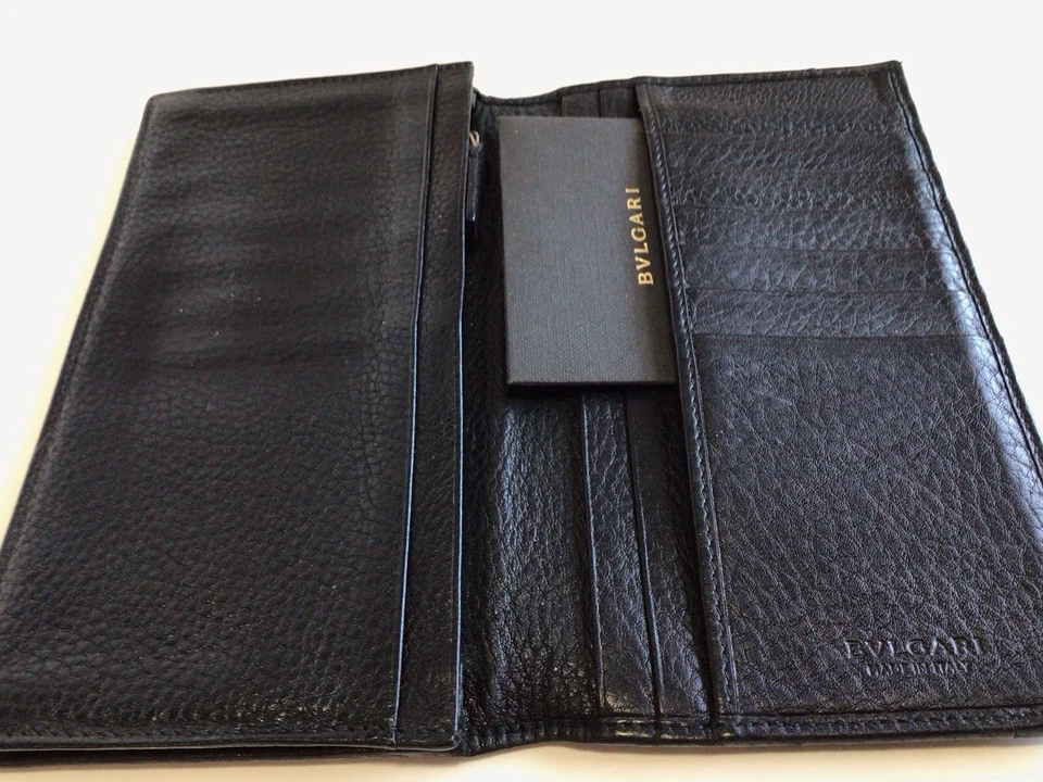 BVLGARI Hombre LIBRO DE CHEQUES/TARJETA DE CRÉDITO CARTERA NEGRA Foto 2 de 4