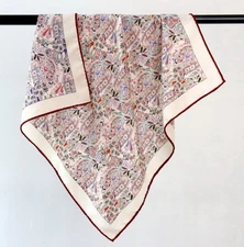 70% Cashmere 30% Silk Scarf 68X68cm pink cashew Print Wrap Double Face Shawl new