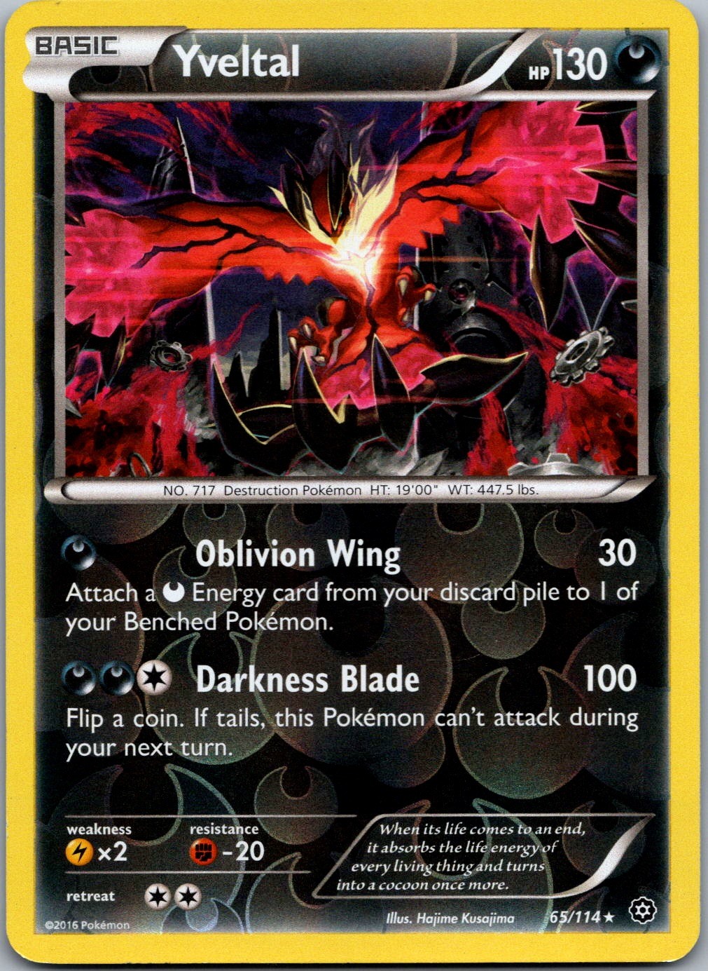 Yveltal 65/114 XY - Steam Siege Holo Rare Reverse Holo NM/LP