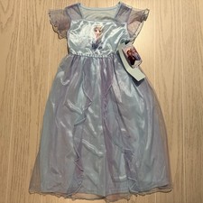 Disney Frozen Nightgown Girls 5T Blue Purple Elsa Anna Tulle Ruffle Princess NEW