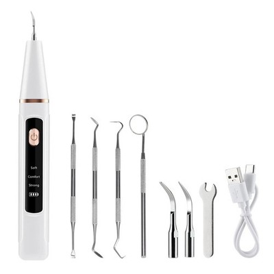 Ultrasonic Teeth Cleaning Kit Dental Plaque Remover 3 Power Modes LED Light
