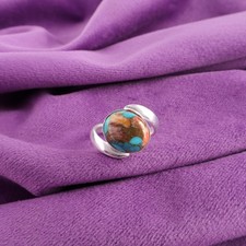 925 Silver Faceted Spiny Oyster Gemstone Bezel Daughter Band Ring Size All Size