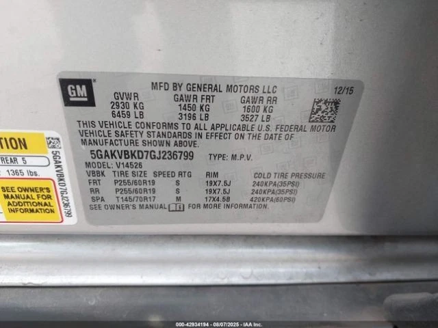 DRIVER WHEEL AIR BAG 2008-2017 BUICK ENCLAVE Foto 3 de 4