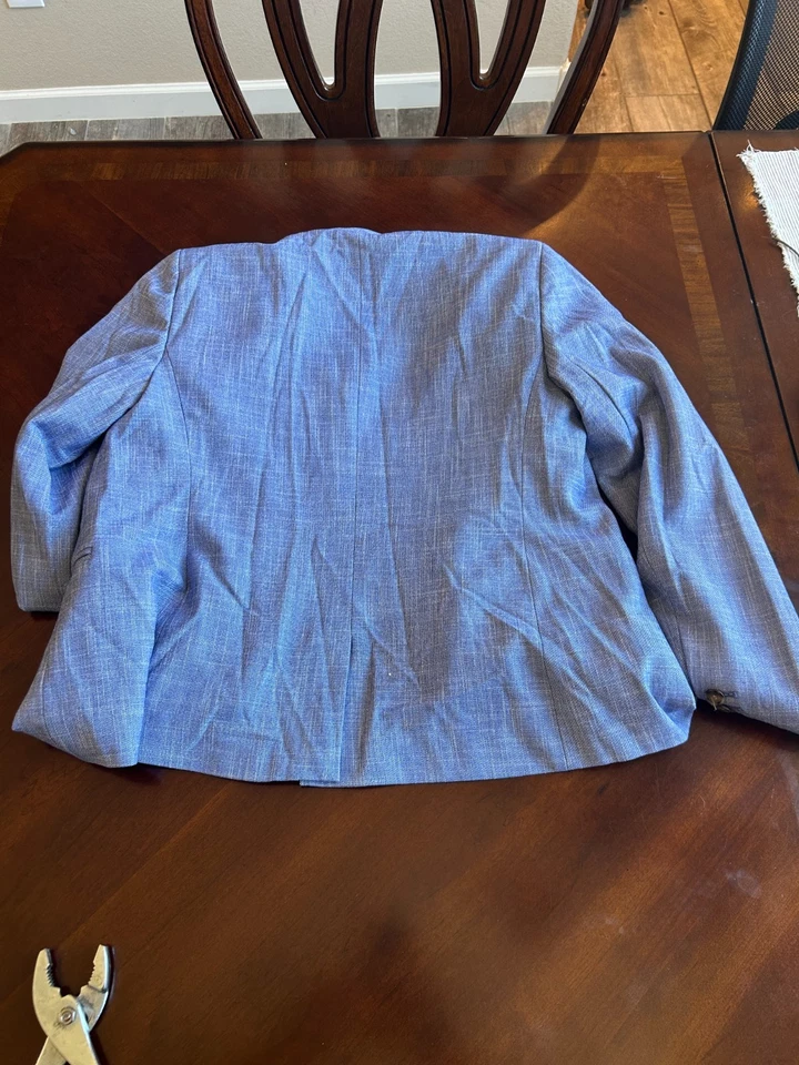 Blazer Largo Ann Taylor Petite Relajado Doble Pecho Lino Algodón Cambray 4P Foto 4 de 4