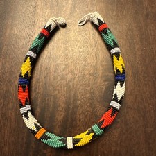 African Beaded Maasai Necklace Zulu Seed Bead Tube Tribal Vintage