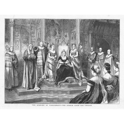Die Eröffnung des Parlaments Die Rede der Königin - Antikdruck 1876