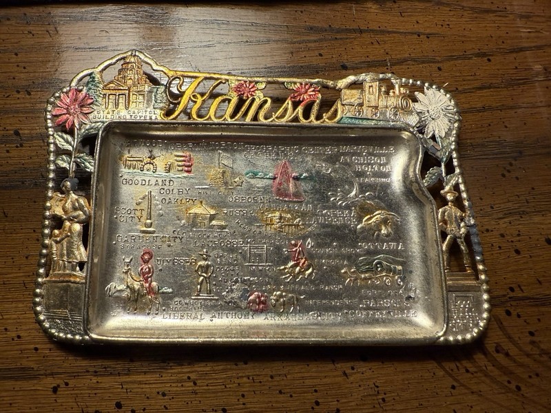 State Of Kansas Souvenir Tray Trinket Vintage