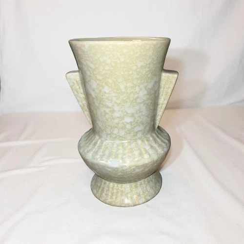 Vintage Brush McCoy Art Deco Vase Green Speckled