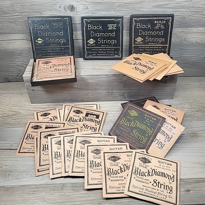 Vtg Lot National Musical String Company Black Diamond Banjo Guitar Strings