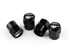 Compatible With Ford Mustang 4pcs Tire Valve Stem Caps Black Anodized Aluminum