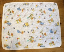 VTG Winnie The Pooh Tigger Eeyore Piglet AOP Quilted Ribbed Crib Baby Blanket