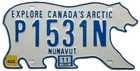 2011 Nunavut TAXI BEAR SHAPED License Plate #P1531N