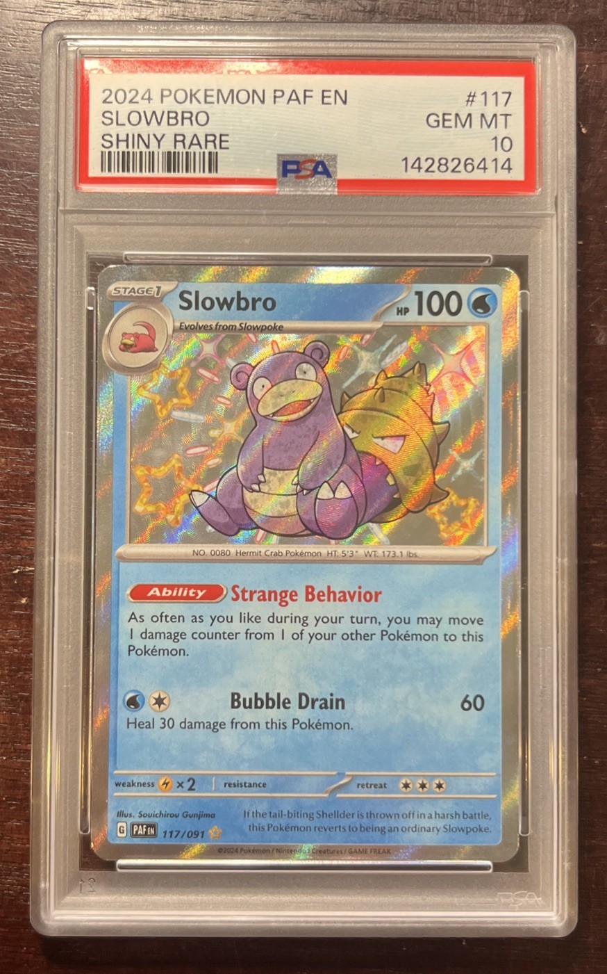 Slowbro 117/091 Shiny Rare Pokemon TCG - 2024 Paldean Fates - PSA 10 GEM MINT