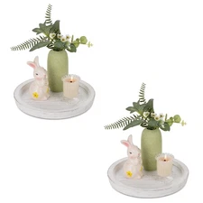 Rustic Wooden Serving Tray: Round Wood Decorative Tray Rustic White Set of 2 ...