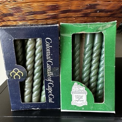 Vintage Colonial Candle of Cape Cod Lot of 15 Green Twist Angelabra 4.5'' Candles