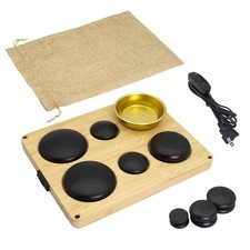 Hot Stones Massage Set with Warmer Kit, 6PCS Electric Hot Rocks Basalt Stones...