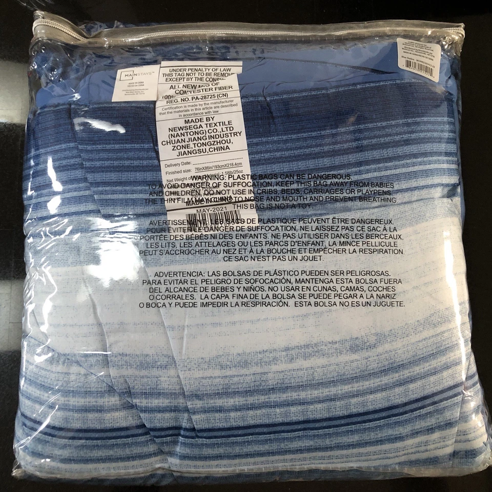 Mainstays Complete Bedding Set Full Size 8 Piece Blue NEW Comforter Sheets Skirt - Image 3 of 4