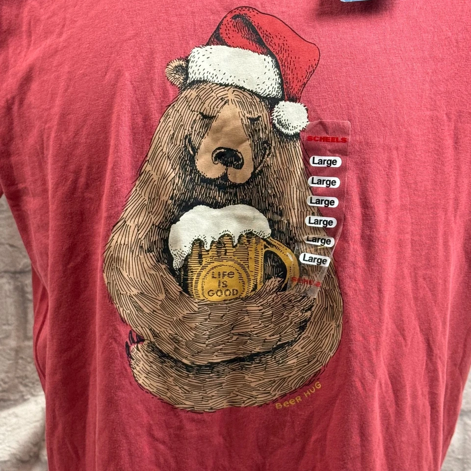 Life is Good Papá Noel Navidad Oso Camiseta Hombre Grande Vacaciones Cerveza Hug - Imagen 3 de 4