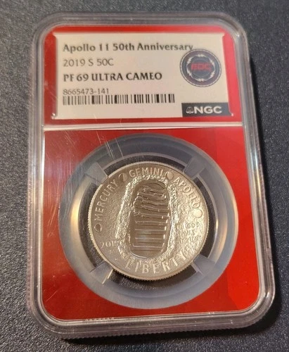 2019-S Apollo 11 50th Anniversary Half Dollar NGC PF69 Ultra Cameo Red Label!