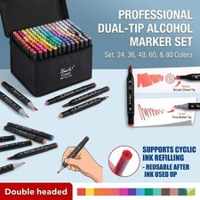 24-80 Colors Art Markers Pens Dual Tips Alcohol Markers Permanent Sketch Markers