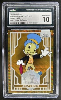 2023 Topps Chrome Disney 100 Jiminy Cricket Gold Wave Refractor #/50 CGC 10