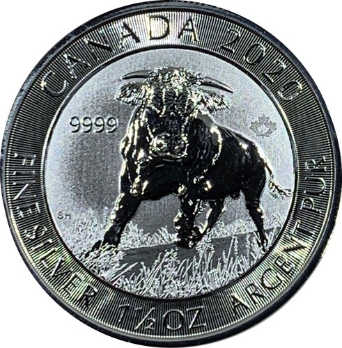 Canada 2020 Silver Bull $8 Dollars 1 1/2 ( 1.5 ) oz pure 9999 Silver BU Coin