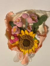 Crochet Flowers Bouquet - Hand Knitted Rose Crochet Flower Bouquet for Home D...