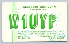Ham Radio QSL W1UYP West Hartford CT USA 1953 Stancor XMTR 27W RCVR