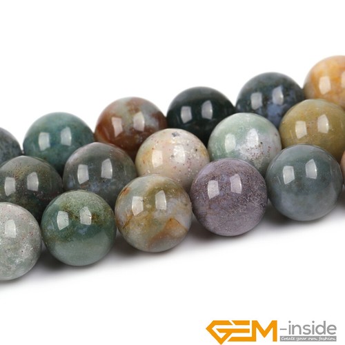 Natural Multicolor India Agate Round Loose Big Hole Beads for Jewelry Making 15" - Picture 5 of 34