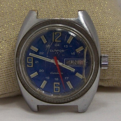 Vintage Men's Clinton Automatic Watch for Parts/Repair/Restore, Not Running