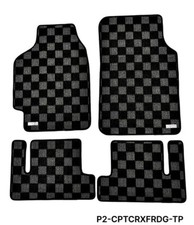 P2m Checkered Flag Front Rear Carpet Floor Mats Set For Honda Crx 88-91 New