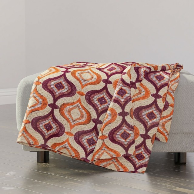 Cable knit throw blanket 150x200 burgundy — Size: M; Color ...