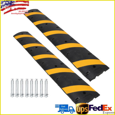 6 Ft Rubber Speed Bump 2 Pack 2 Channel Modular 25000 lbs Capacity for Concrete