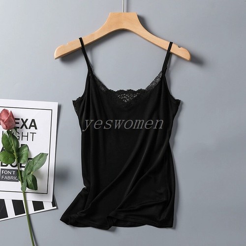 Camisolas de seda tejidas para dama pijama de encaje cuello en V para el torso camisa camiseta chaleco camiseta - Imagen 14 de 16